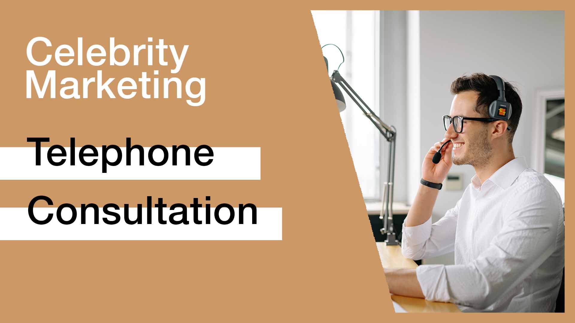 coverbilden celebrity_marketing_telephone_consulting_brown_background_man_with_headset_right_side